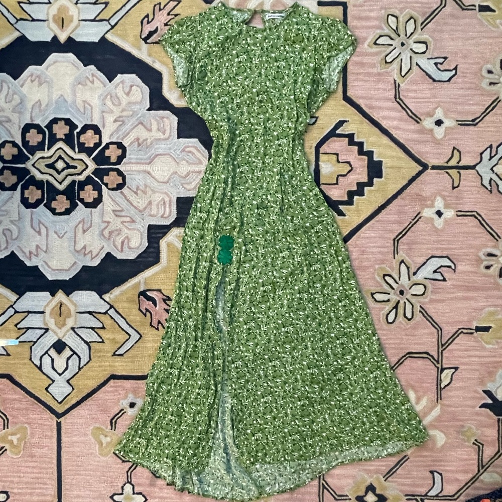 Reformation Green floral Midi dress